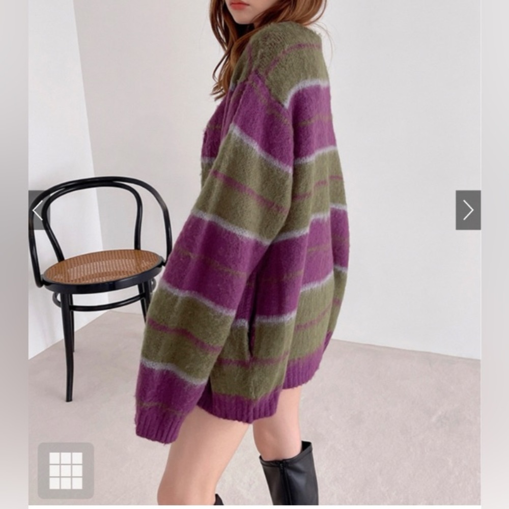 New!! Knit cardigan with block border colors